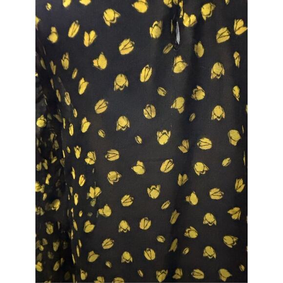 Who What Wear Black Blouse Yellow Flowers Size S - Picture 5 of 5